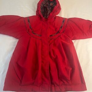 Vintage Casual Time Red Hooded Coat with Plaid Accents Size 18 months